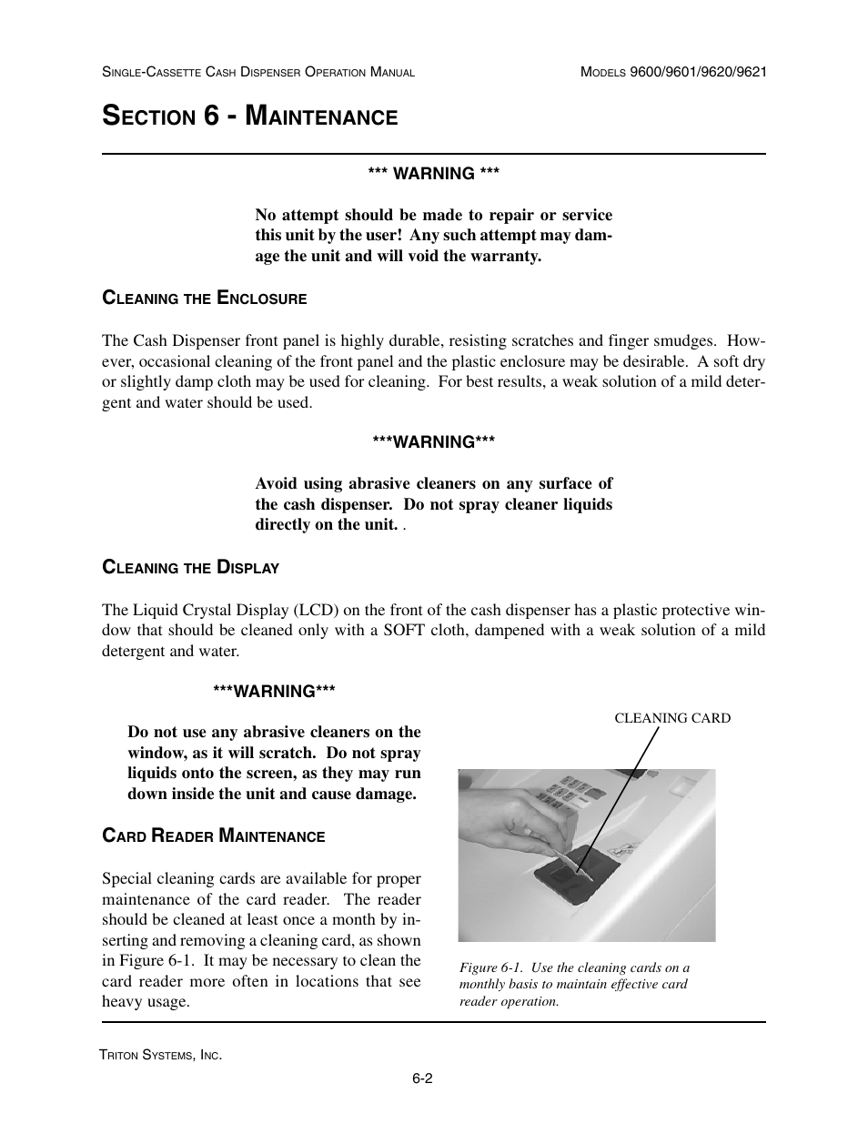 6 - m, Ection, Aintenance | Triton 9621 Operation Manual User Manual | Page 174 / 209