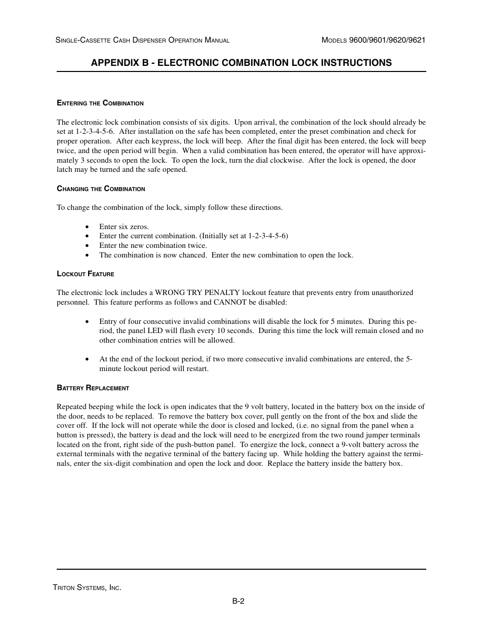 Triton 9621 Operation Manual User Manual | Page 200 / 209