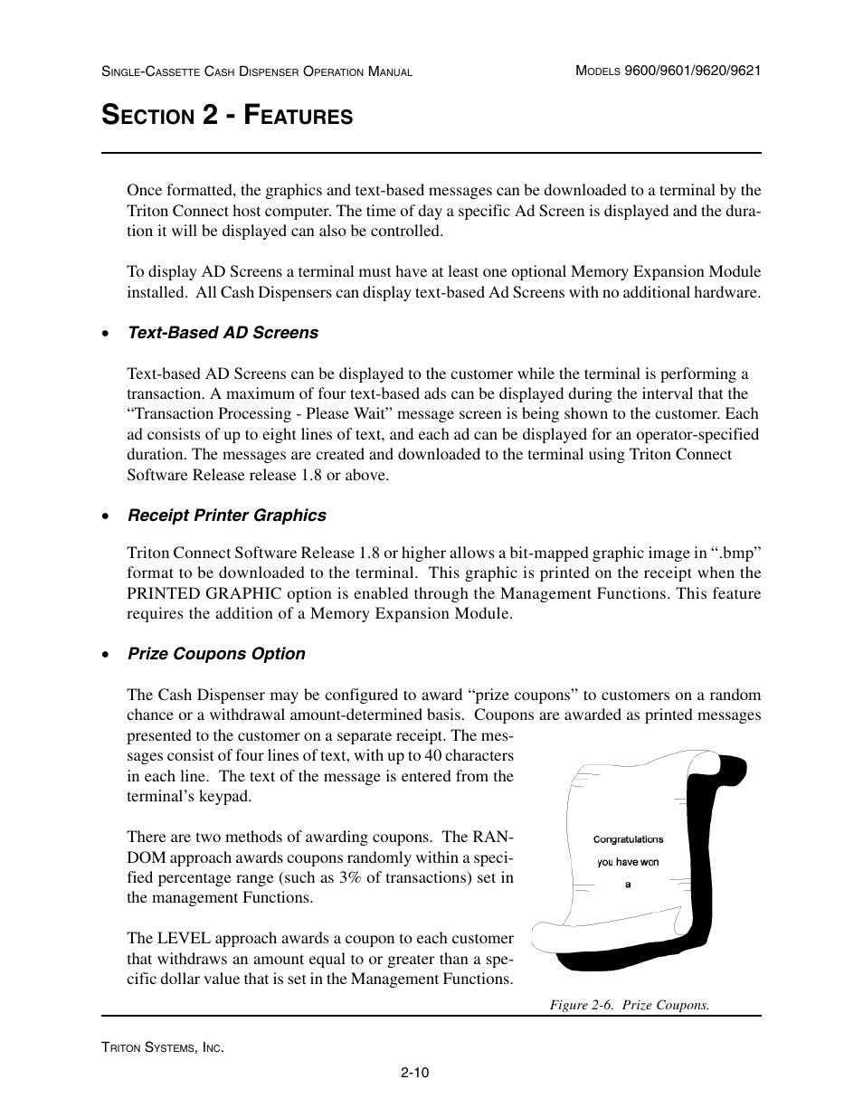 2 - f, Ection, Eatures | Triton 9621 Operation Manual User Manual | Page 22 / 209