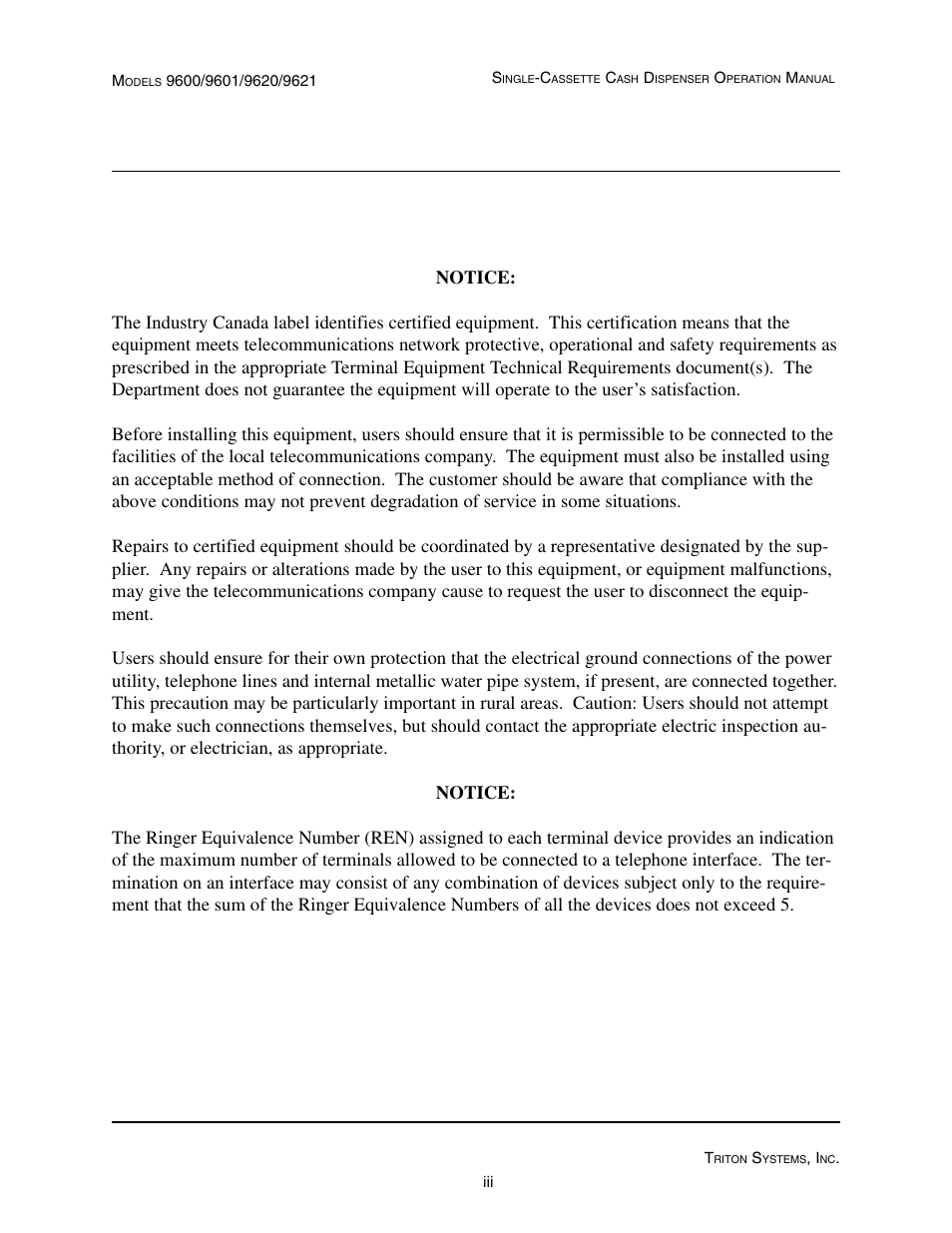 Triton 9621 Operation Manual User Manual | Page 3 / 209