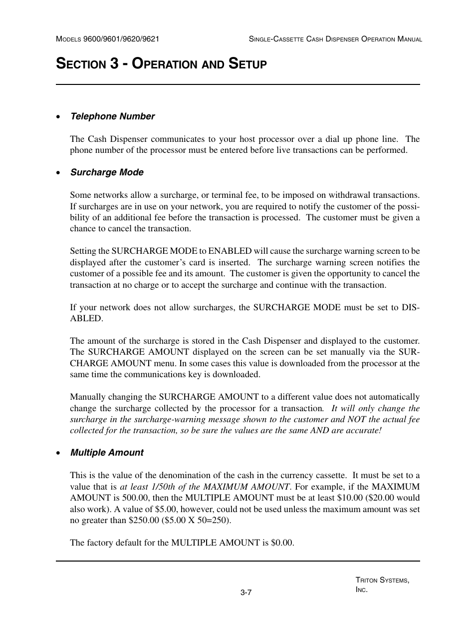 3 - o, Ection, Peration | Etup | Triton 9621 Operation Manual User Manual | Page 31 / 209