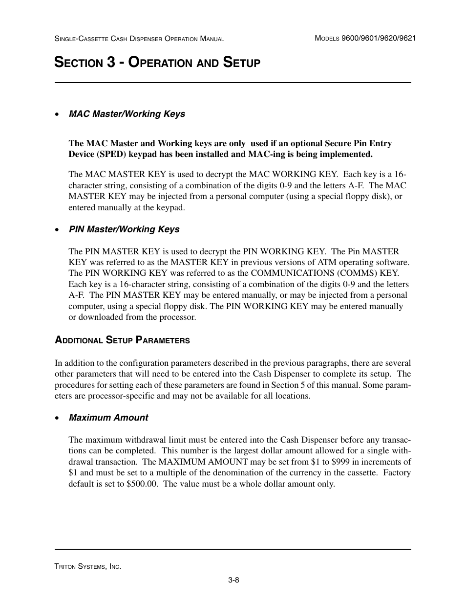 3 - o, Ection, Peration | Etup | Triton 9621 Operation Manual User Manual | Page 32 / 209