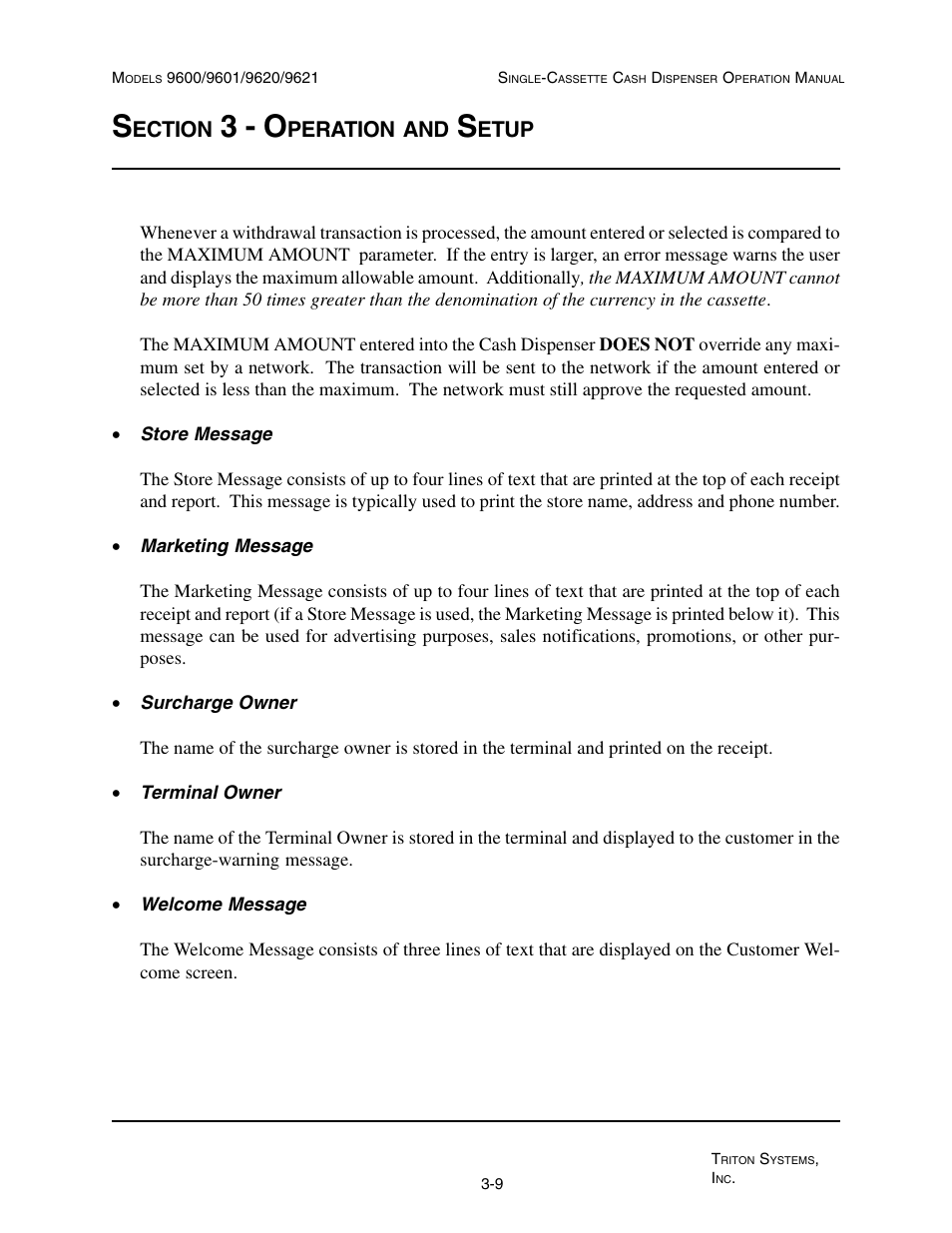 3 - o, Ection, Peration | Etup | Triton 9621 Operation Manual User Manual | Page 33 / 209