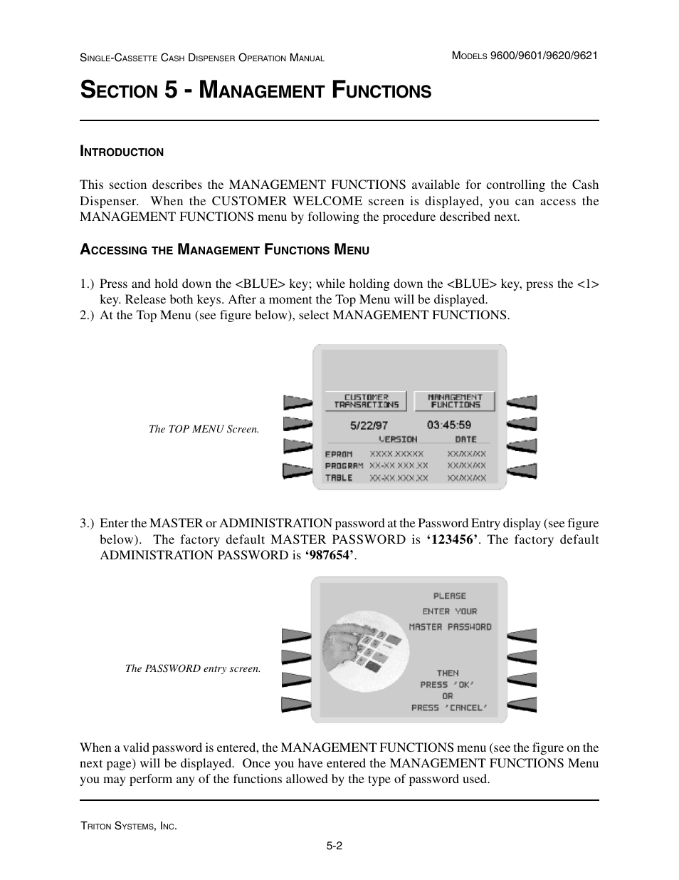 5 - m, Ection, Anagement | Unctions | Triton 9621 Operation Manual User Manual | Page 44 / 209