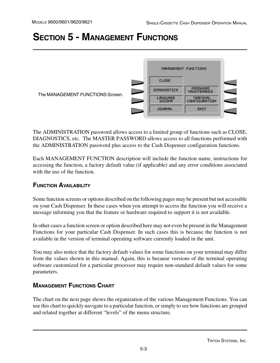 5 - m, Ection, Anagement | Unctions | Triton 9621 Operation Manual User Manual | Page 45 / 209