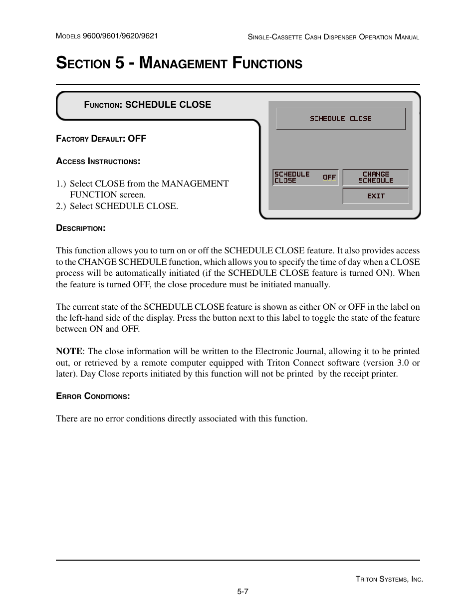 5 - m, Ection, Anagement | Unctions | Triton 9621 Operation Manual User Manual | Page 49 / 209