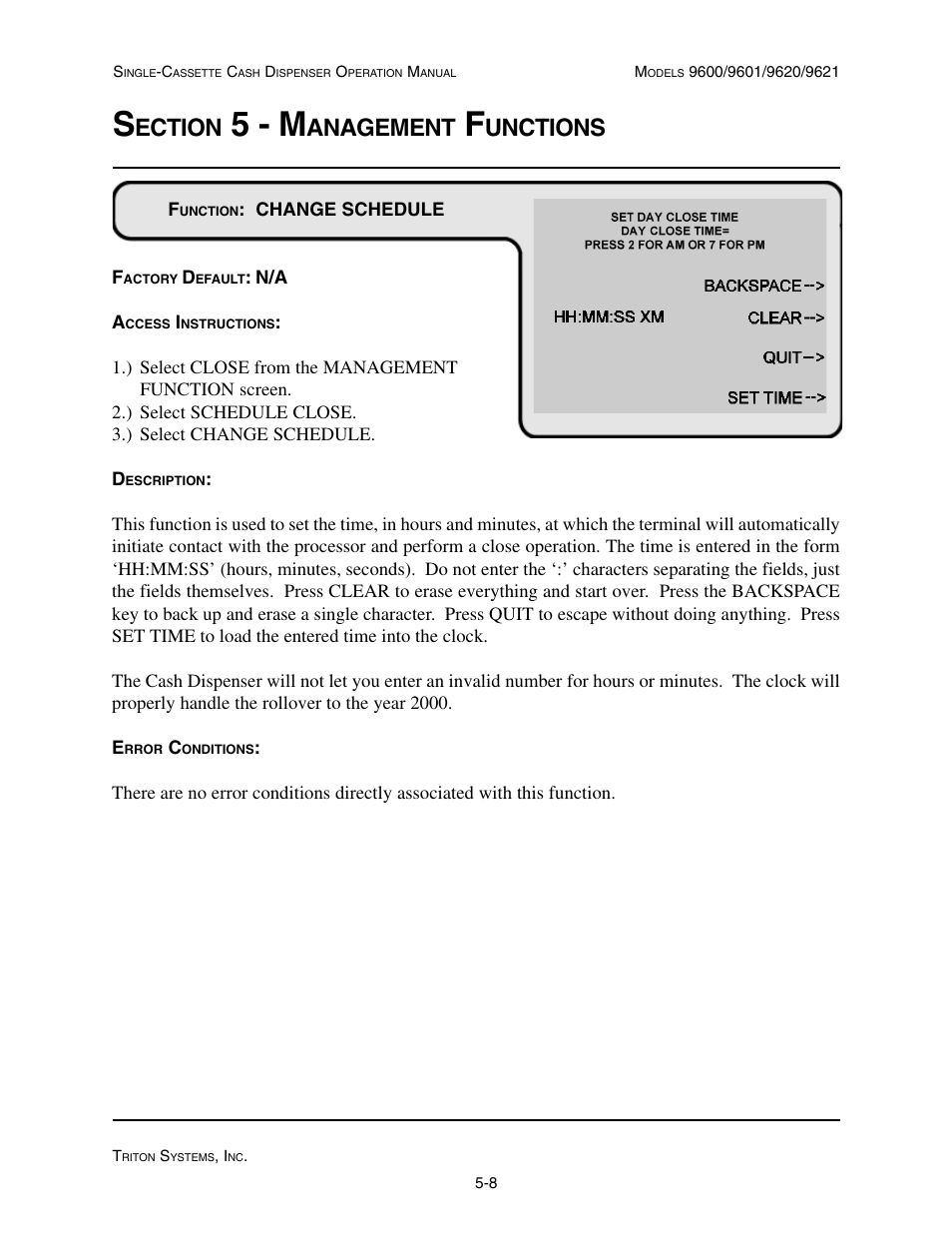 5 - m, Ection, Anagement | Unctions | Triton 9621 Operation Manual User Manual | Page 50 / 209