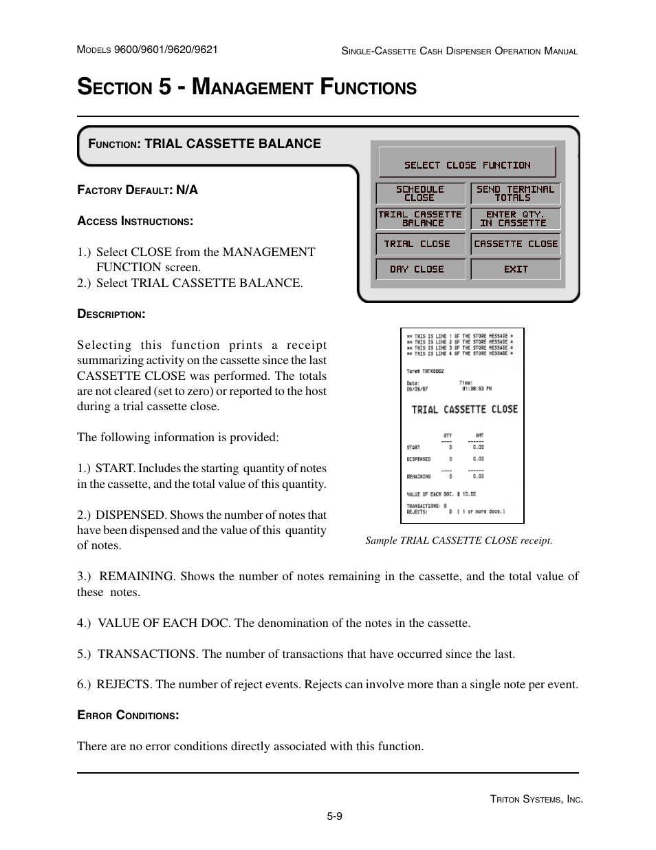 5 - m, Ection, Anagement | Unctions | Triton 9621 Operation Manual User Manual | Page 51 / 209