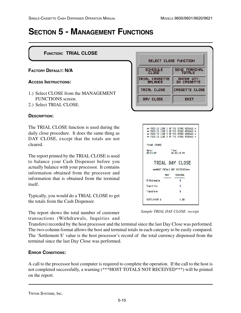 5 - m, Ection, Anagement | Unctions | Triton 9621 Operation Manual User Manual | Page 52 / 209