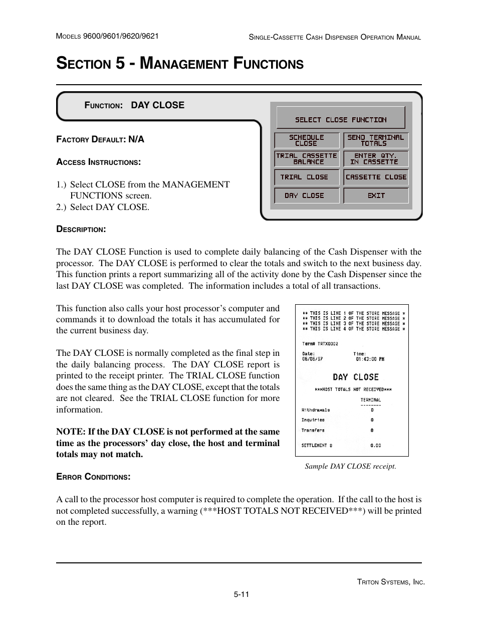 5 - m, Ection, Anagement | Unctions | Triton 9621 Operation Manual User Manual | Page 53 / 209