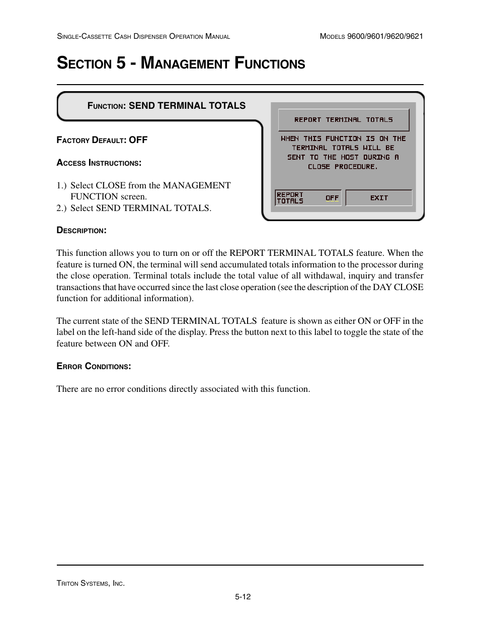 5 - m, Ection, Anagement | Unctions | Triton 9621 Operation Manual User Manual | Page 54 / 209