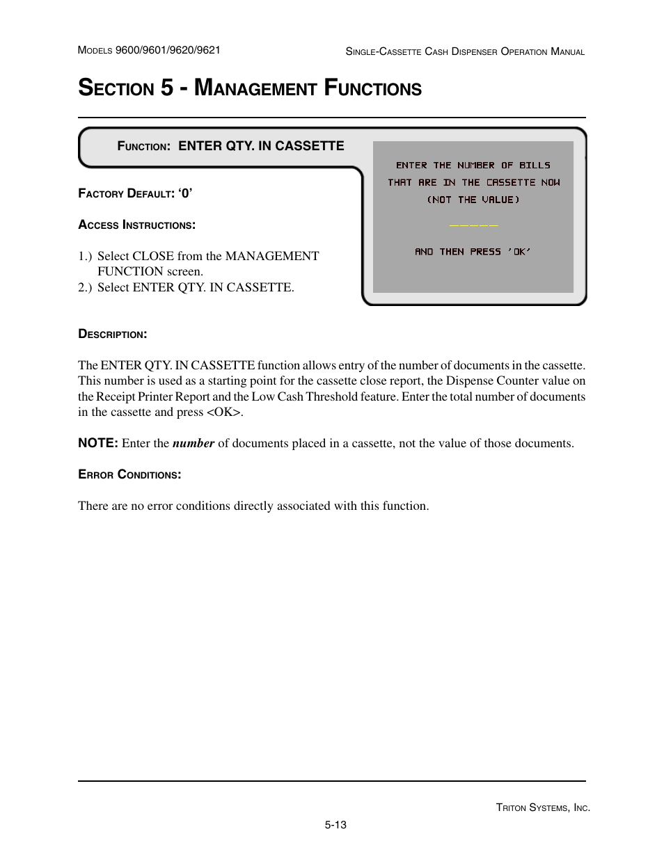 5 - m, Ection, Anagement | Unctions | Triton 9621 Operation Manual User Manual | Page 55 / 209