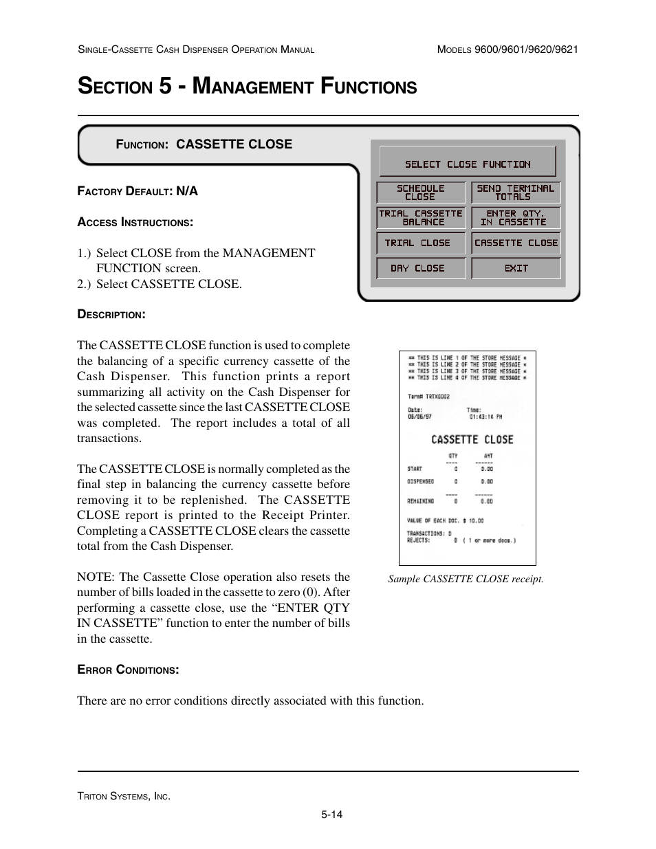 5 - m, Ection, Anagement | Unctions | Triton 9621 Operation Manual User Manual | Page 56 / 209