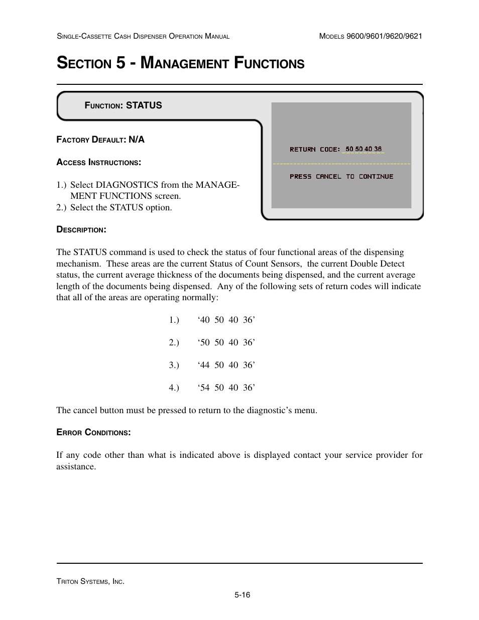 5 - m, Ection, Anagement | Unctions | Triton 9621 Operation Manual User Manual | Page 58 / 209