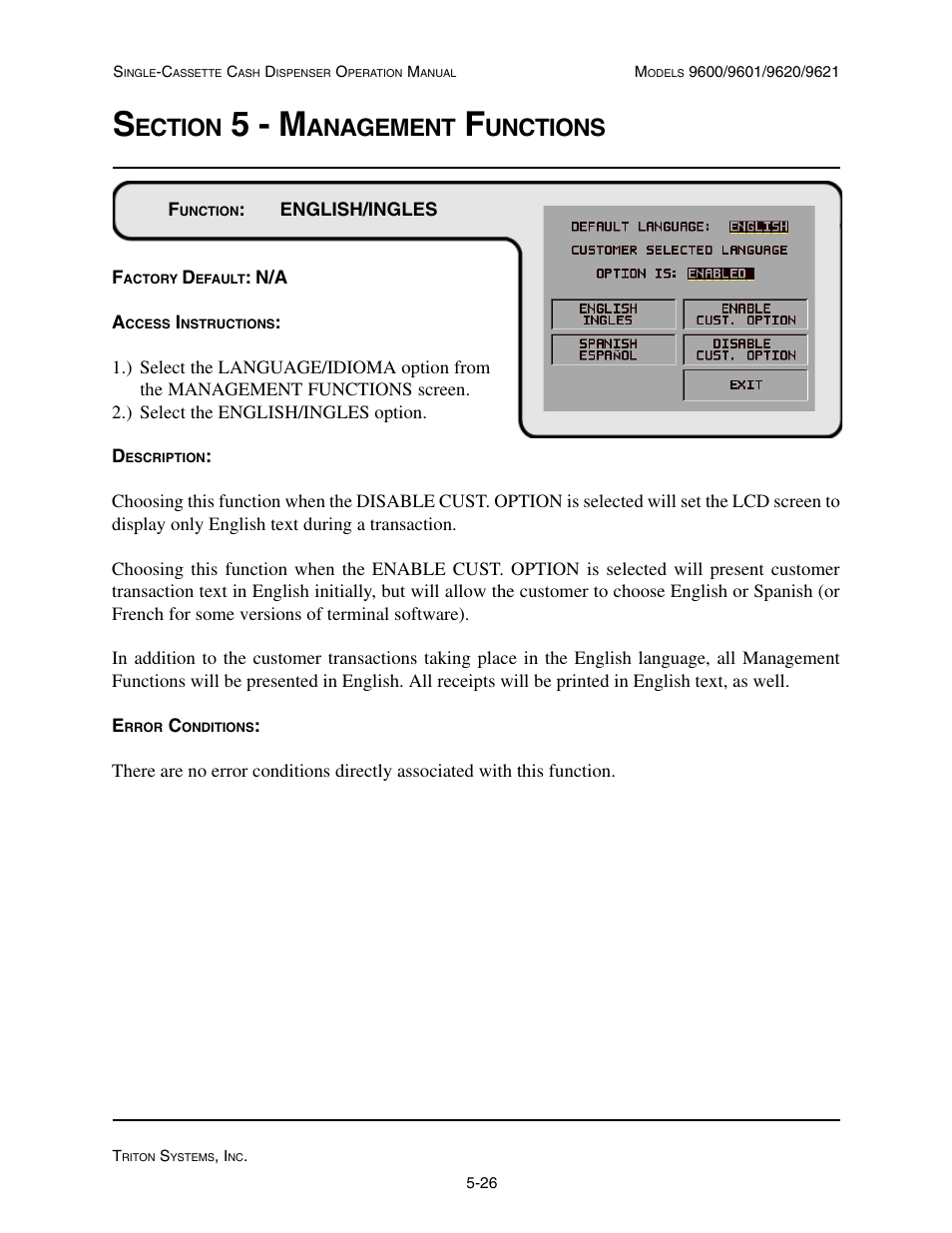 5 - m, Ection, Anagement | Unctions | Triton 9621 Operation Manual User Manual | Page 68 / 209