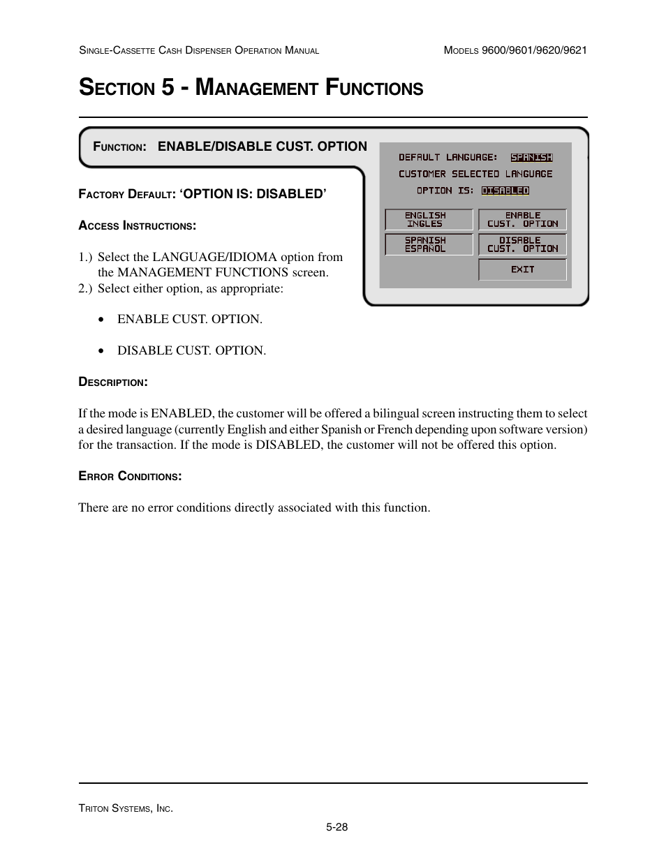 5 - m, Ection, Anagement | Unctions | Triton 9621 Operation Manual User Manual | Page 70 / 209