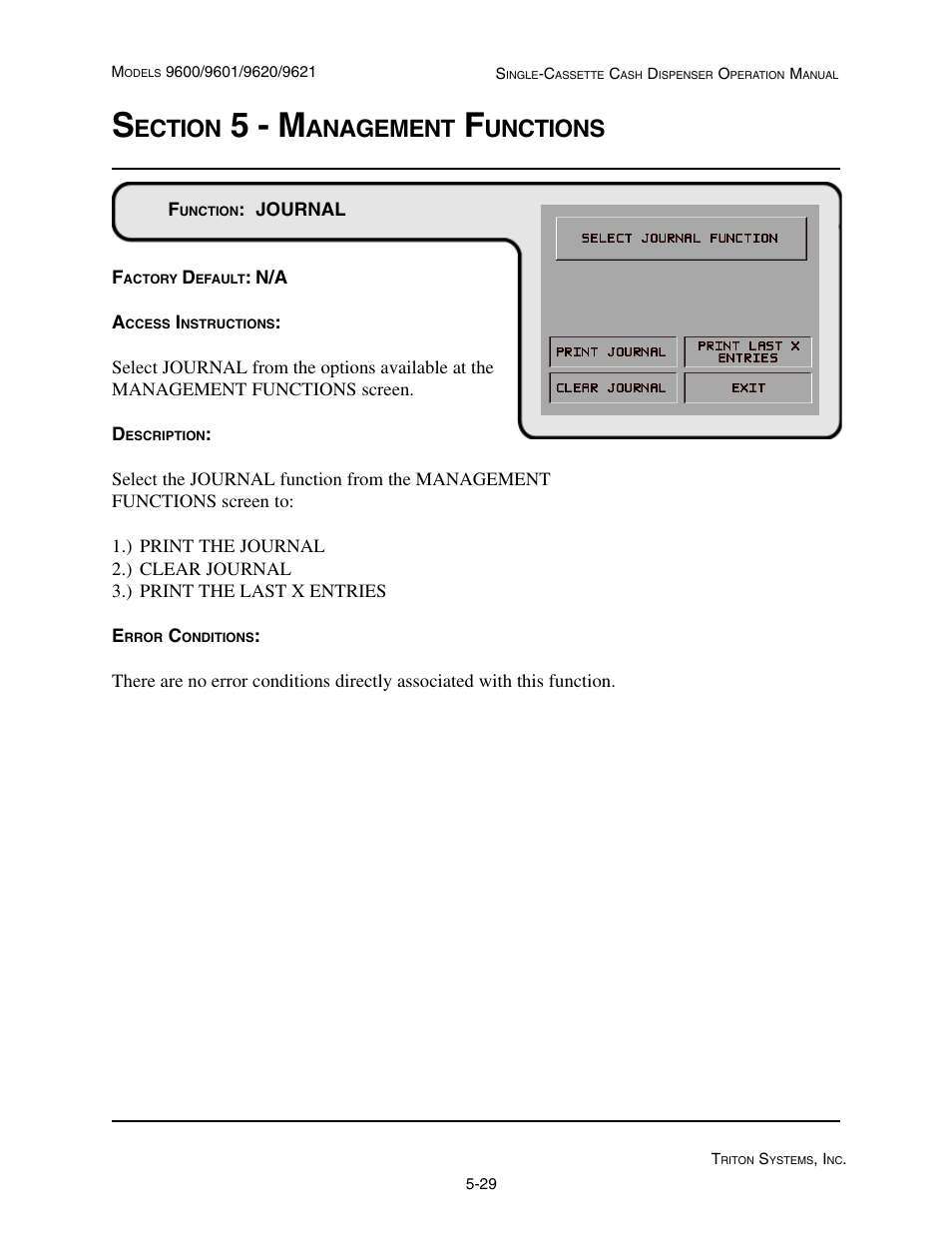 5 - m, Ection, Anagement | Unctions | Triton 9621 Operation Manual User Manual | Page 71 / 209