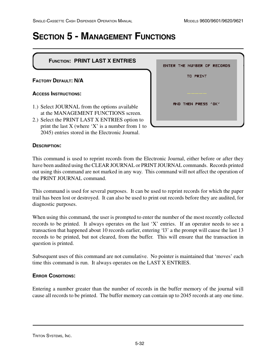 5 - m, Ection, Anagement | Unctions | Triton 9621 Operation Manual User Manual | Page 74 / 209