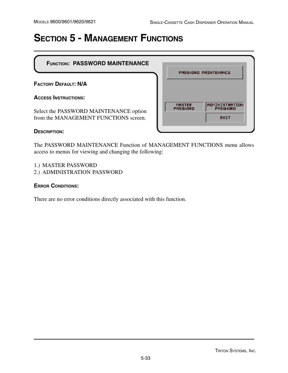 5 - m, Ection, Anagement | Unctions | Triton 9621 Operation Manual User Manual | Page 75 / 209