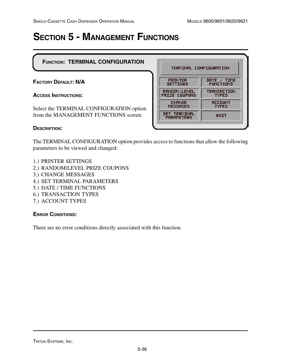 5 - m, Ection, Anagement | Unctions | Triton 9621 Operation Manual User Manual | Page 78 / 209