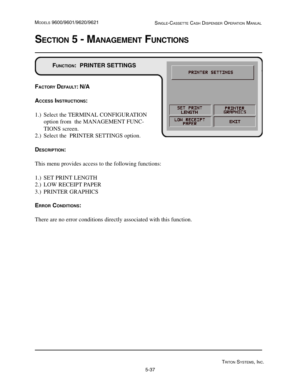 5 - m, Ection, Anagement | Unctions | Triton 9621 Operation Manual User Manual | Page 79 / 209
