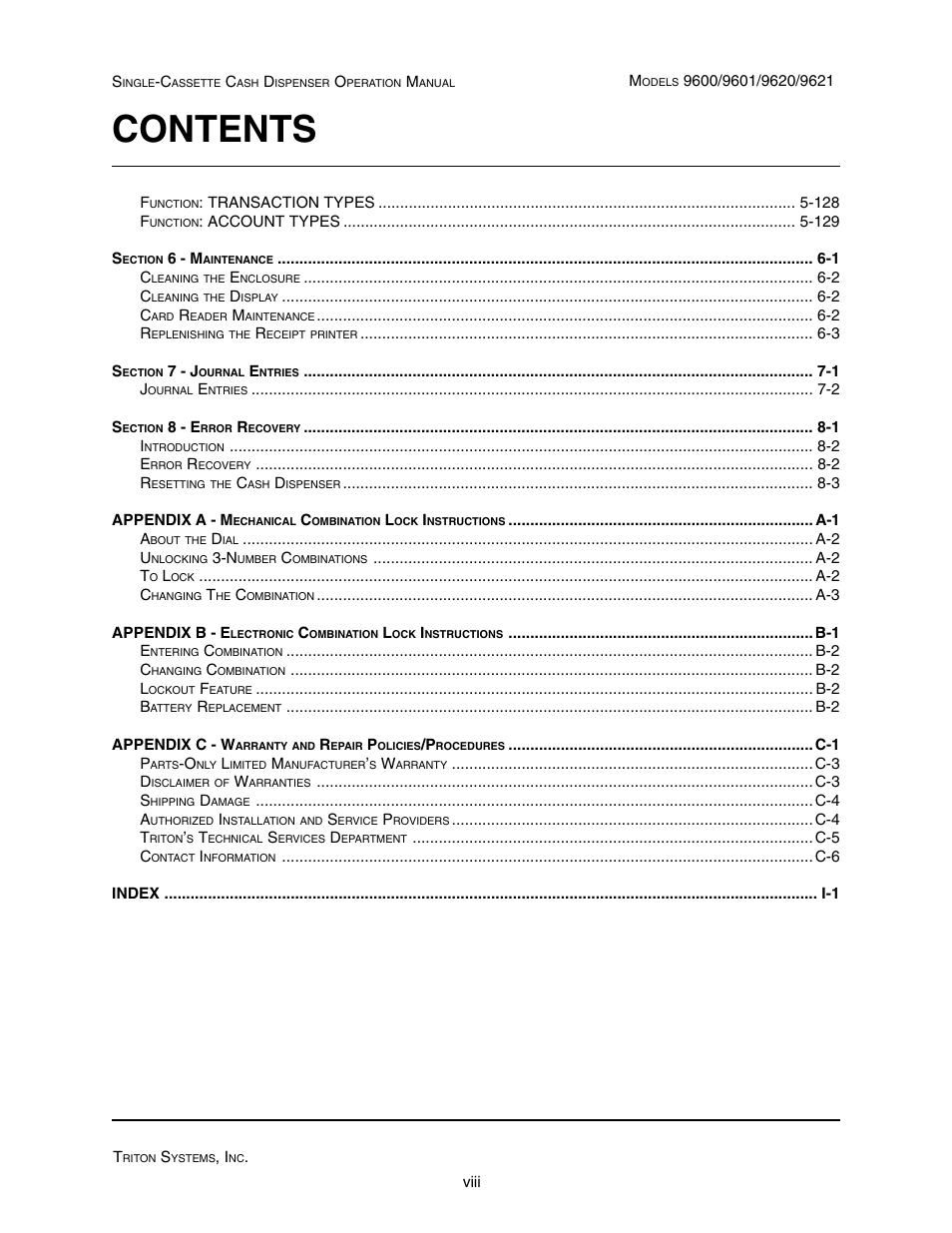 Triton 9621 Operation Manual User Manual | Page 8 / 209