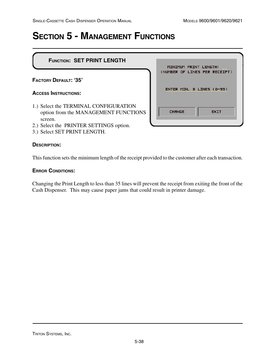 5 - m, Ection, Anagement | Unctions | Triton 9621 Operation Manual User Manual | Page 80 / 209