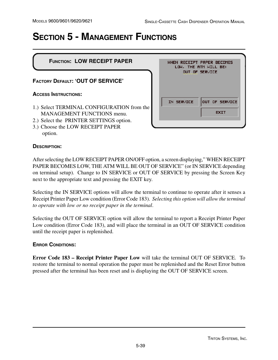 5 - m, Ection, Anagement | Unctions | Triton 9621 Operation Manual User Manual | Page 81 / 209