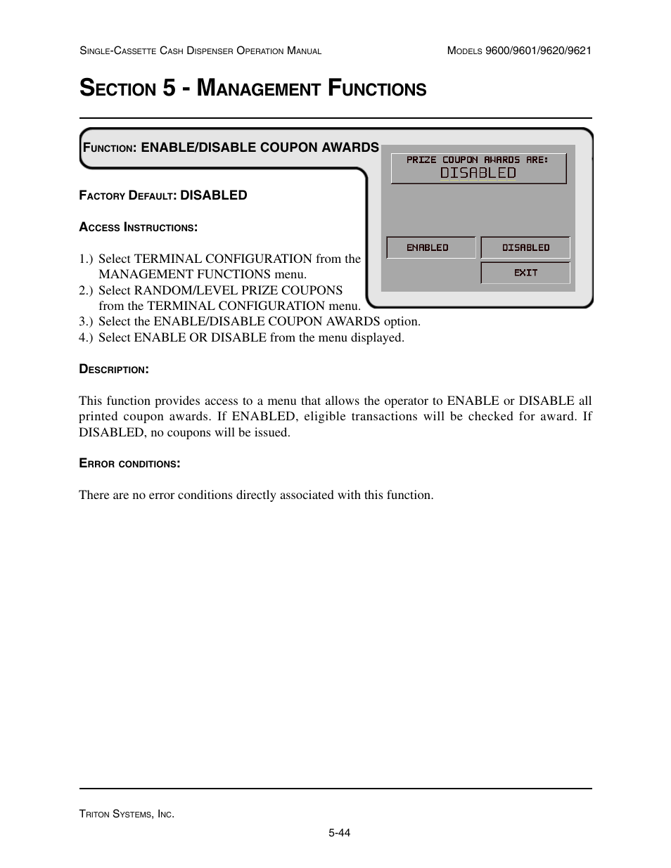 5 - m, Ection, Anagement | Unctions | Triton 9621 Operation Manual User Manual | Page 86 / 209