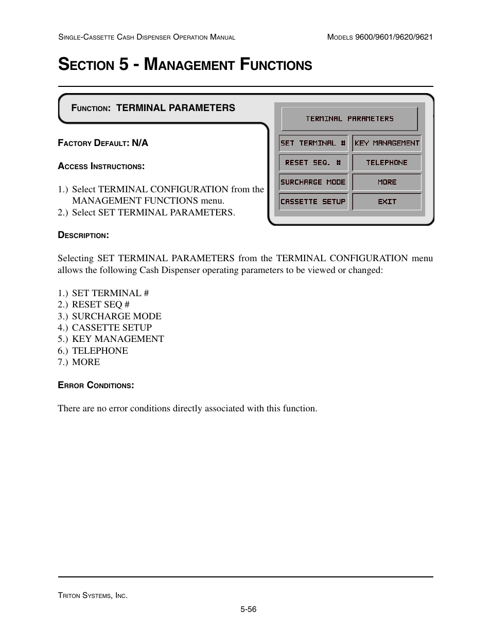 5 - m, Ection, Anagement | Unctions | Triton 9621 Operation Manual User Manual | Page 98 / 209