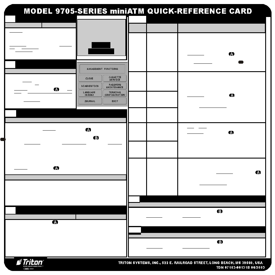 Triton 9705 Series Quick Reference Guide User Manual | 2 pages