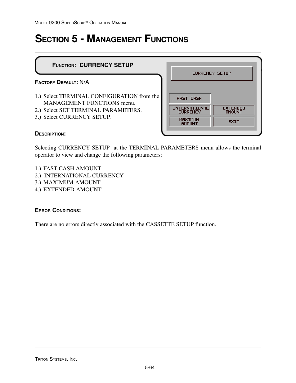 5 - m, Ection, Anagement | Unctions | Triton 9200 Operation Manual User Manual | Page 100 / 179