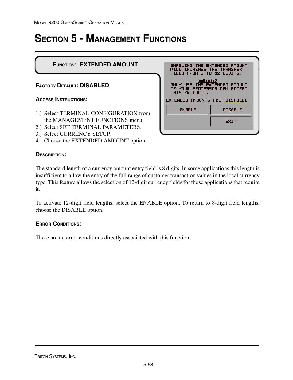 5 - m, Ection, Anagement | Unctions | Triton 9200 Operation Manual User Manual | Page 104 / 179