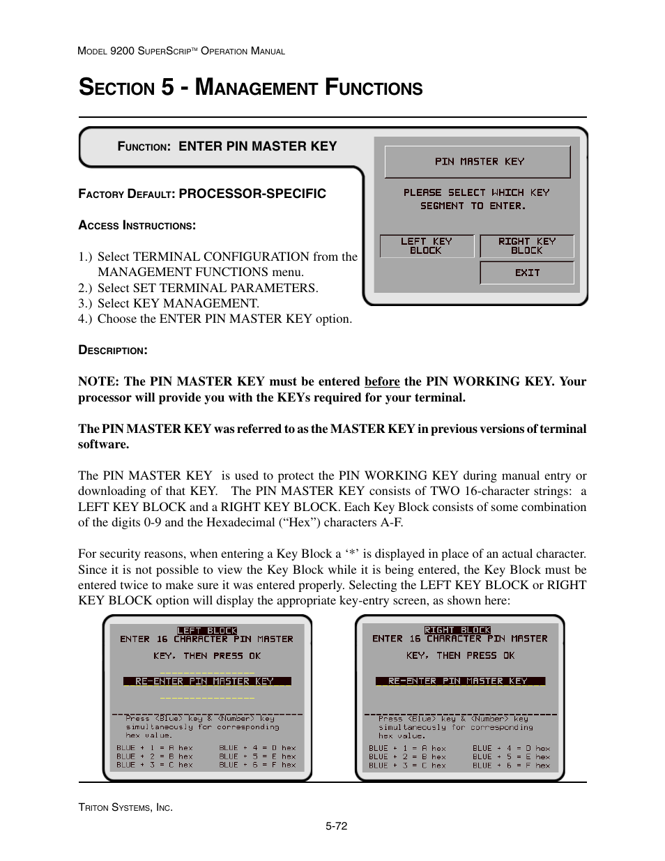 5 - m, Ection, Anagement | Unctions | Triton 9200 Operation Manual User Manual | Page 108 / 179