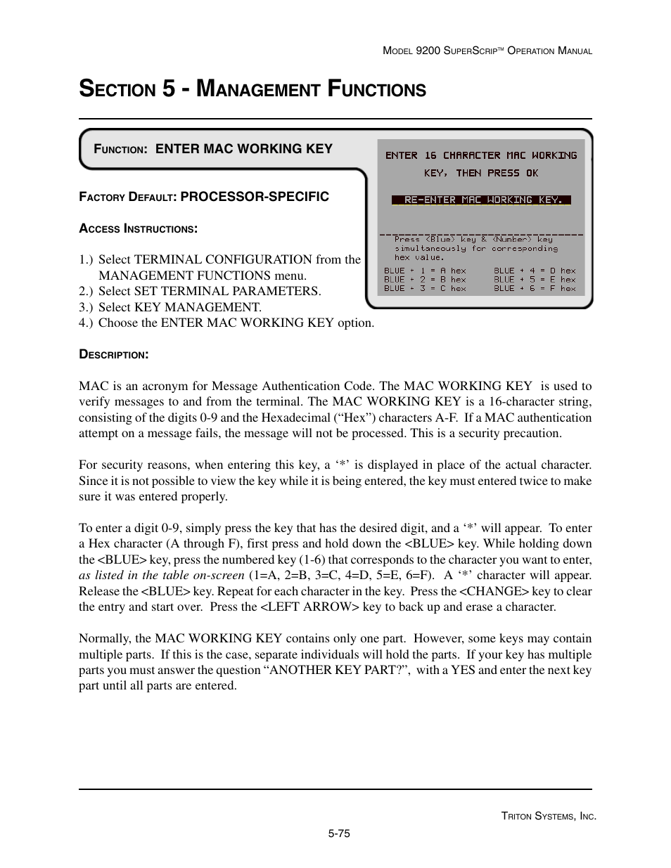 5 - m, Ection, Anagement | Unctions | Triton 9200 Operation Manual User Manual | Page 111 / 179