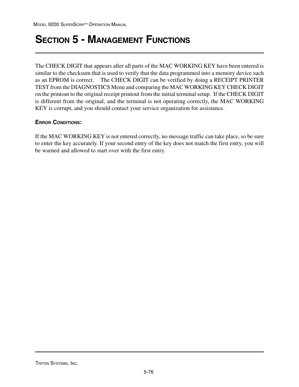 5 - m, Ection, Anagement | Unctions | Triton 9200 Operation Manual User Manual | Page 112 / 179
