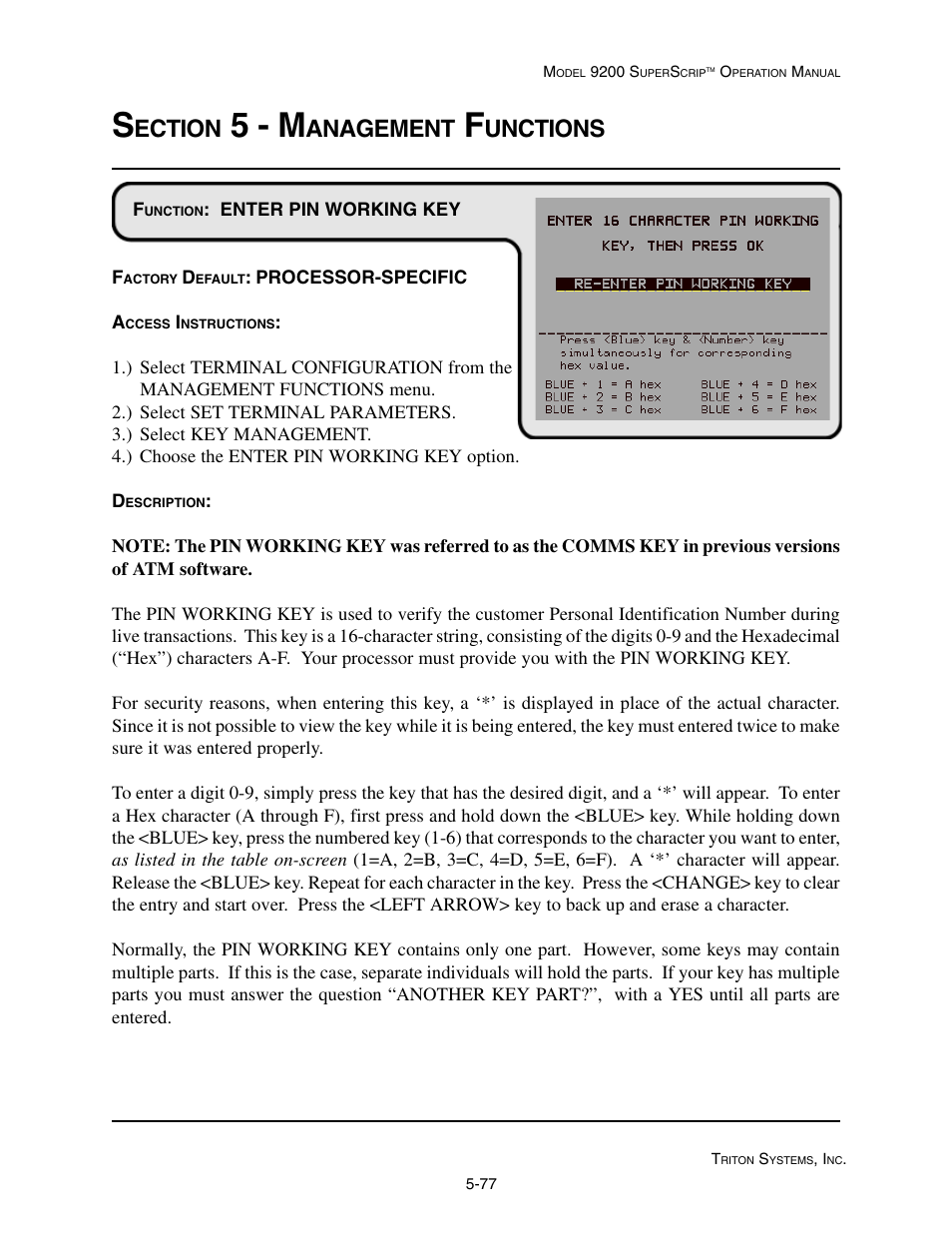 5 - m, Ection, Anagement | Unctions | Triton 9200 Operation Manual User Manual | Page 113 / 179