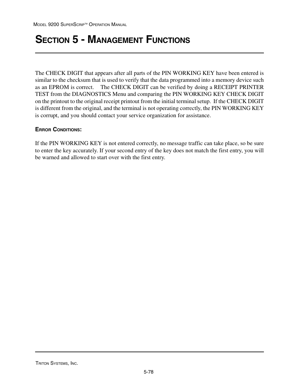 5 - m, Ection, Anagement | Unctions | Triton 9200 Operation Manual User Manual | Page 114 / 179