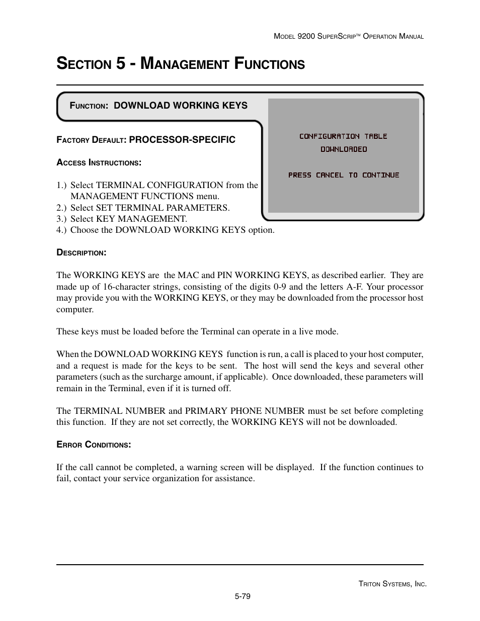 5 - m, Ection, Anagement | Unctions | Triton 9200 Operation Manual User Manual | Page 115 / 179