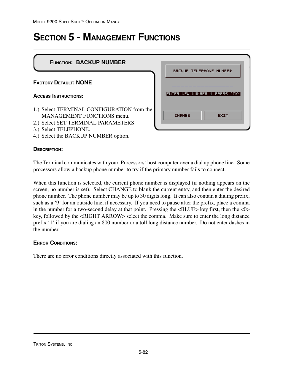 5 - m, Ection, Anagement | Unctions | Triton 9200 Operation Manual User Manual | Page 118 / 179