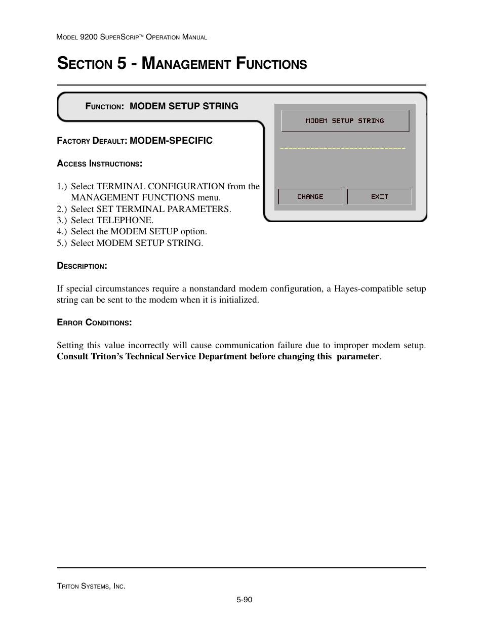 5 - m, Ection, Anagement | Unctions | Triton 9200 Operation Manual User Manual | Page 126 / 179