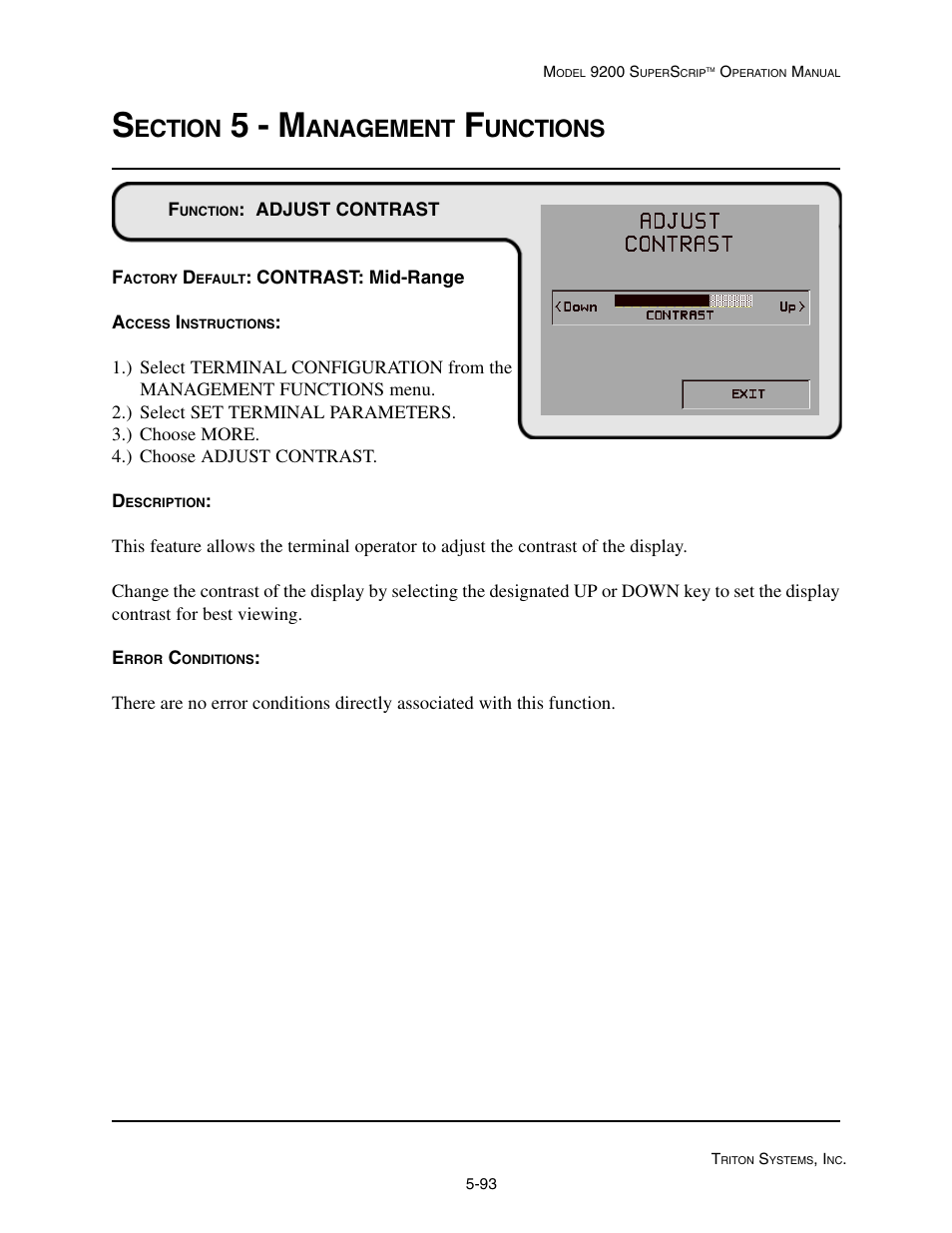 5 - m, Ection, Anagement | Unctions | Triton 9200 Operation Manual User Manual | Page 129 / 179