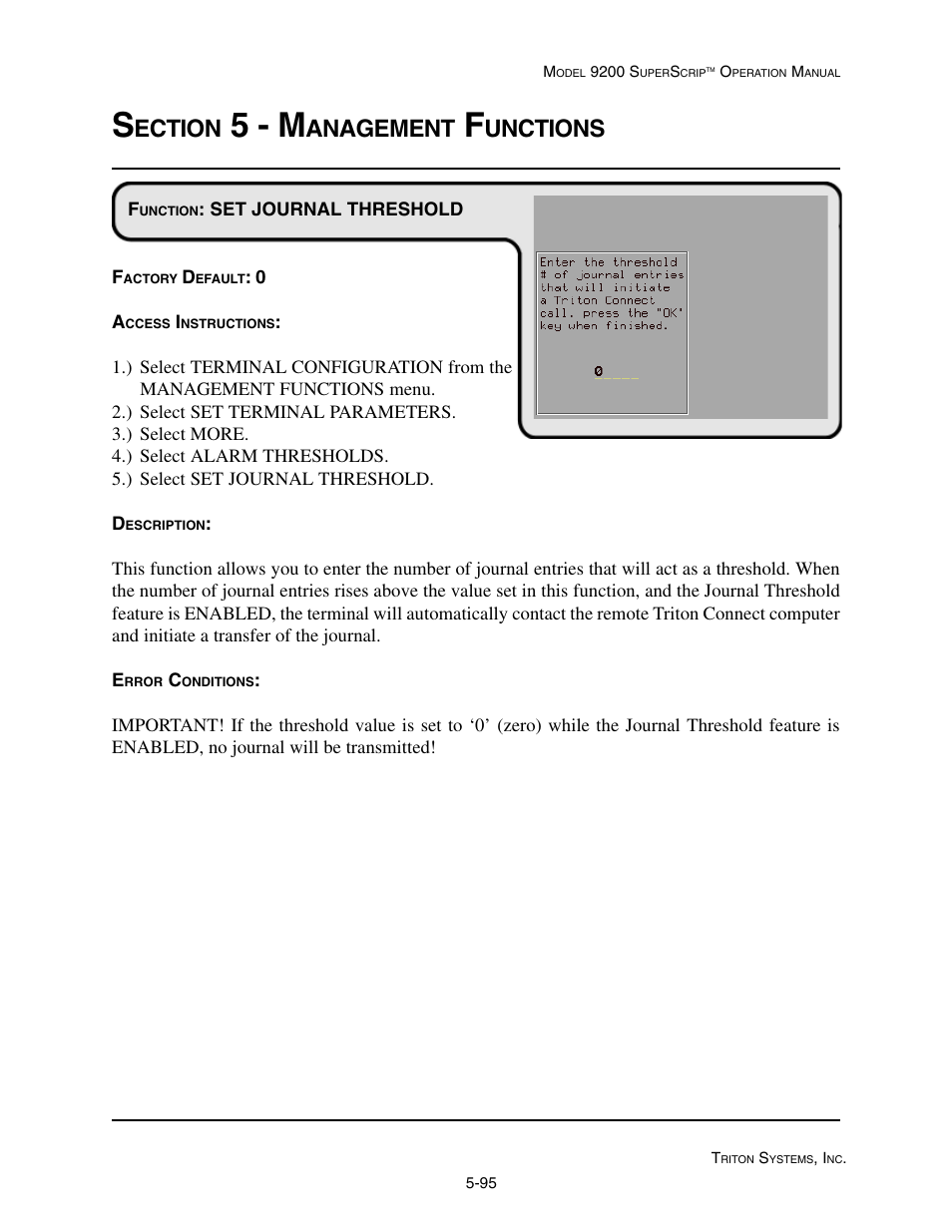 5 - m, Ection, Anagement | Unctions | Triton 9200 Operation Manual User Manual | Page 131 / 179