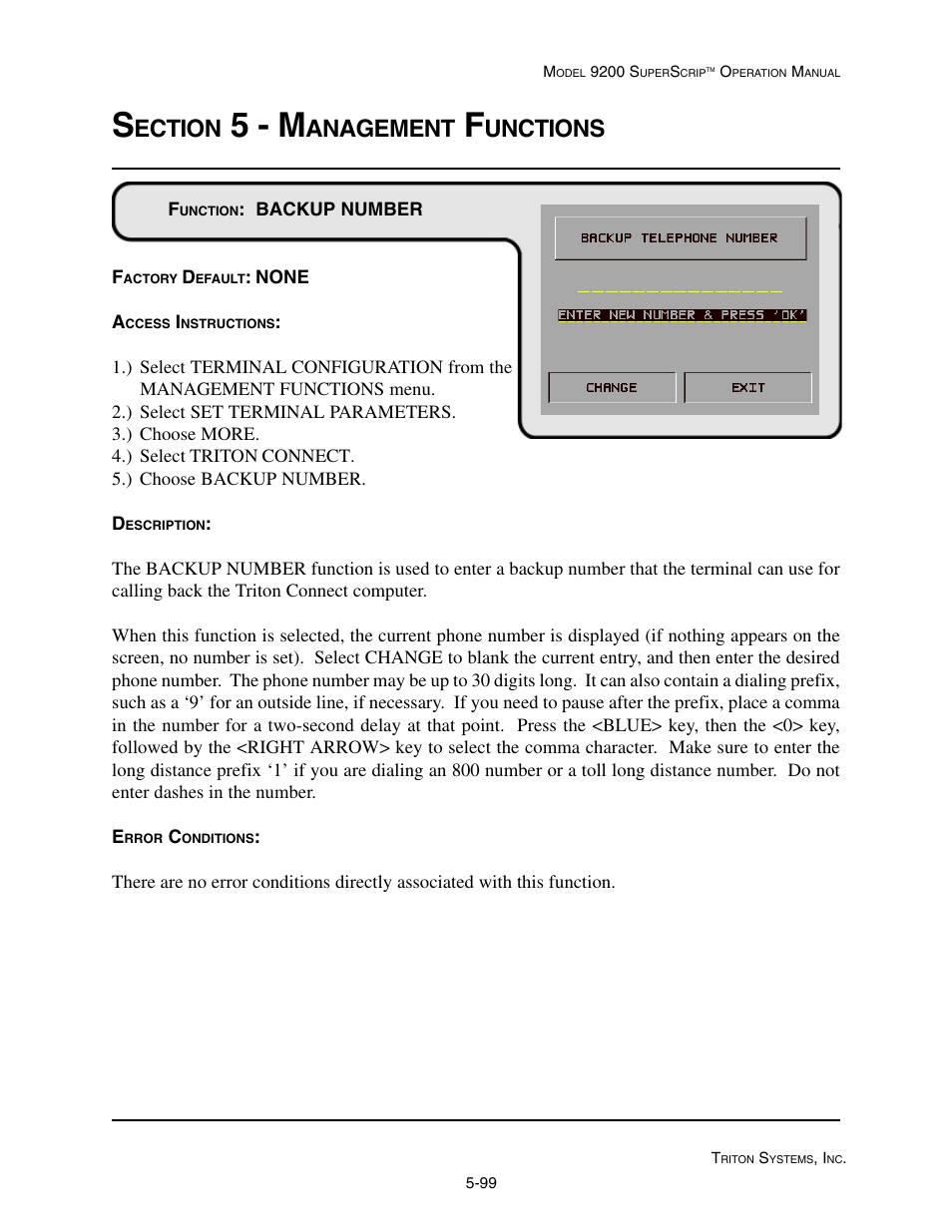 5 - m, Ection, Anagement | Unctions | Triton 9200 Operation Manual User Manual | Page 135 / 179
