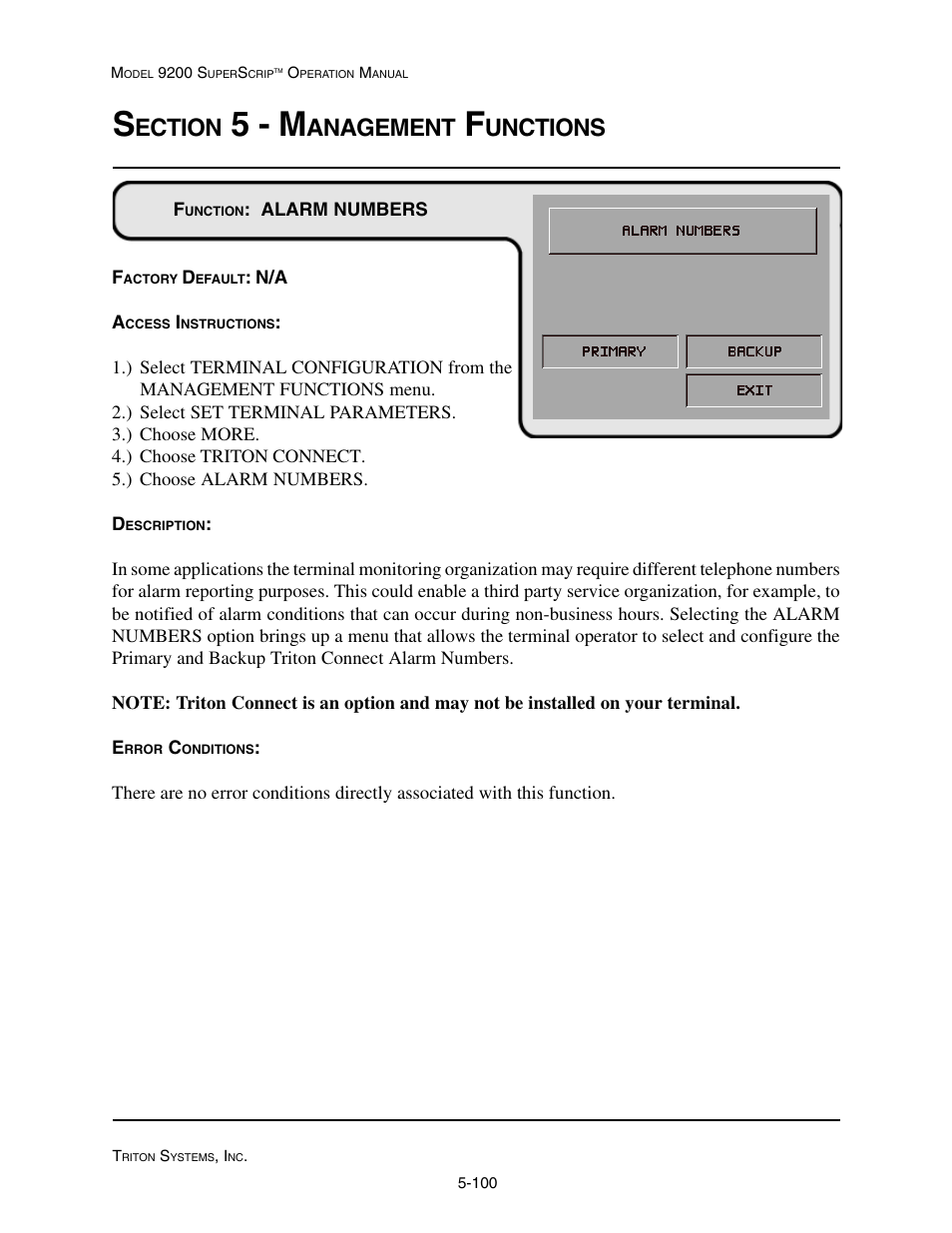 5 - m, Ection, Anagement | Unctions | Triton 9200 Operation Manual User Manual | Page 136 / 179