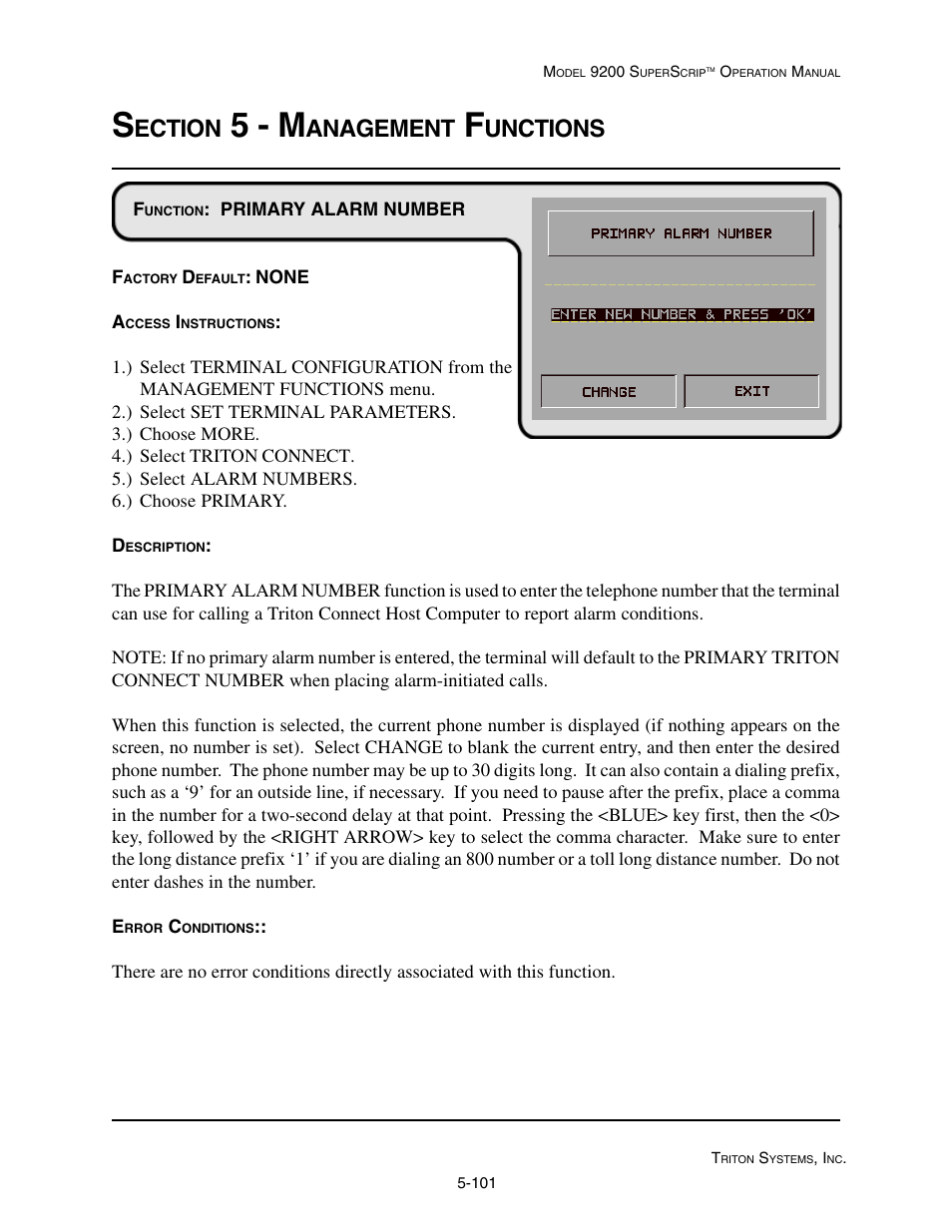 5 - m, Ection, Anagement | Unctions | Triton 9200 Operation Manual User Manual | Page 137 / 179