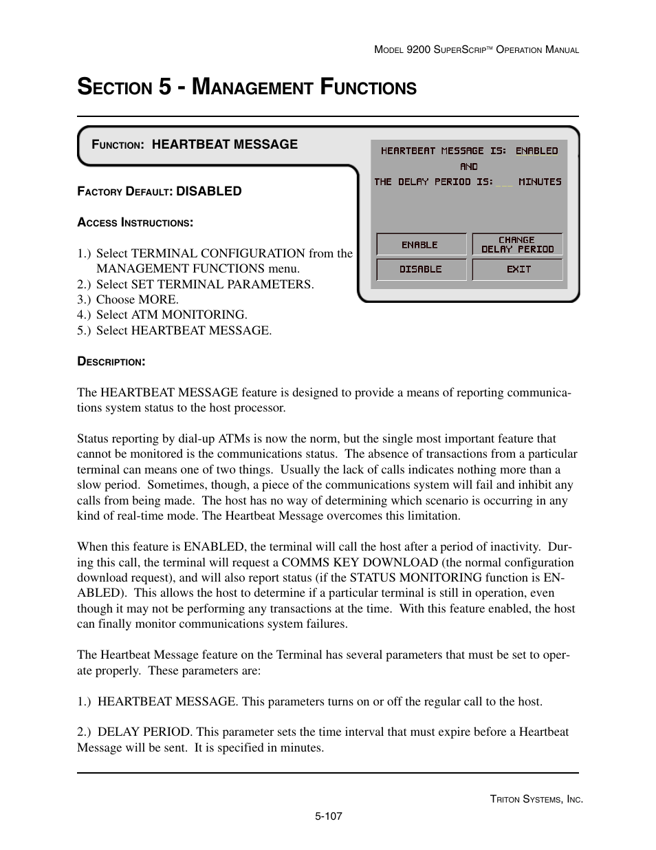 5 - m, Ection, Anagement | Unctions | Triton 9200 Operation Manual User Manual | Page 143 / 179