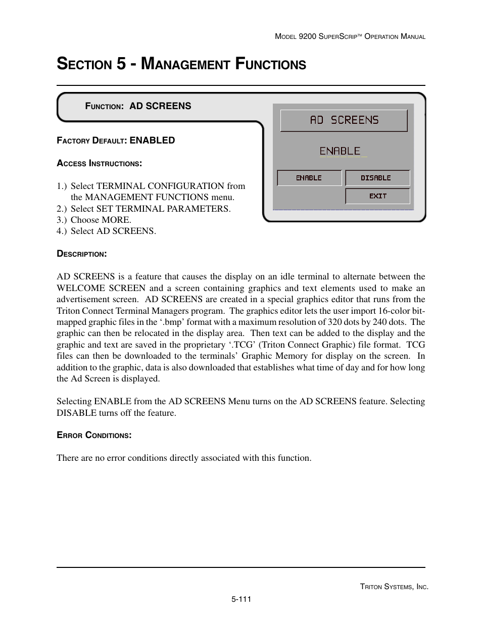 5 - m, Ection, Anagement | Unctions | Triton 9200 Operation Manual User Manual | Page 147 / 179
