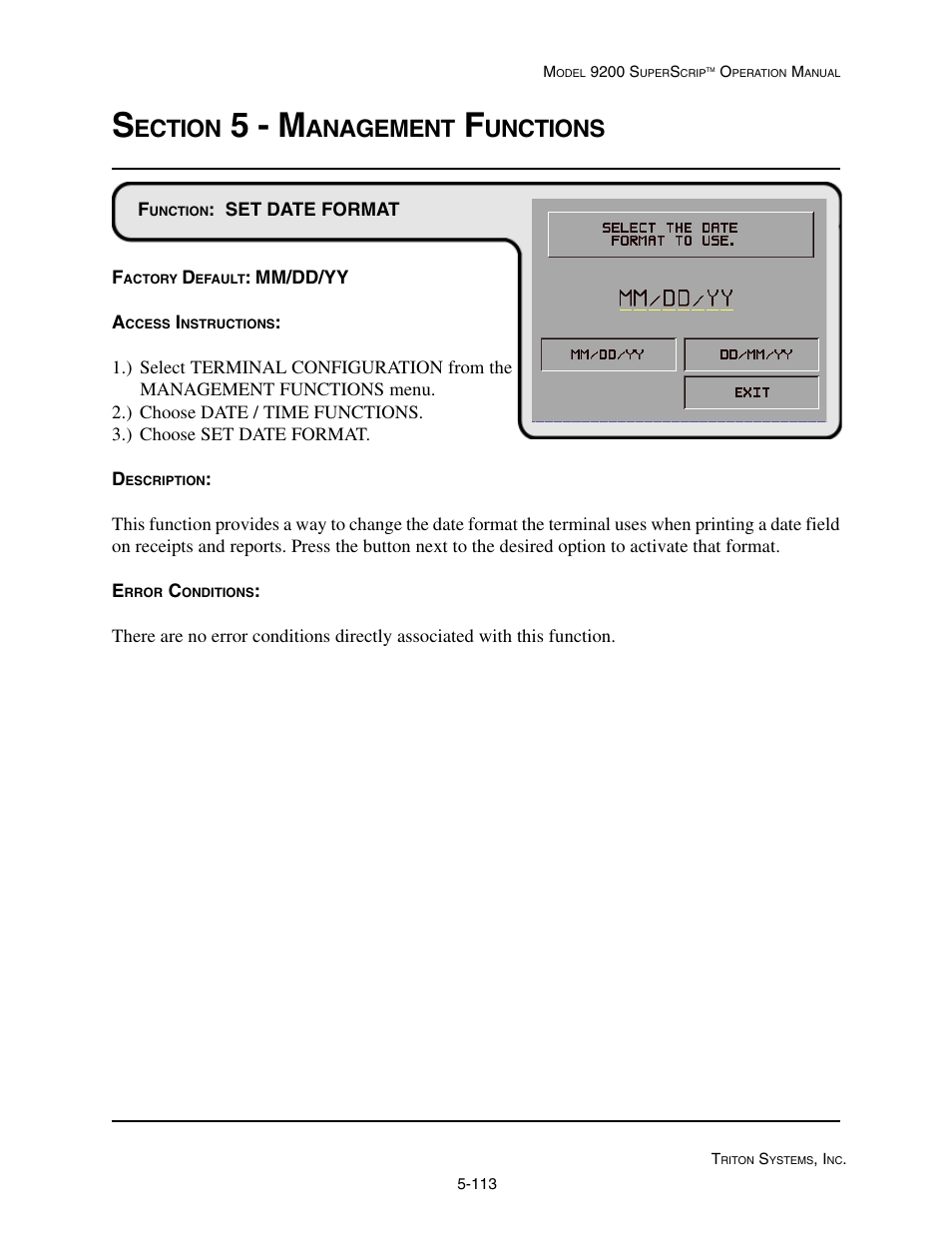 5 - m, Ection, Anagement | Unctions | Triton 9200 Operation Manual User Manual | Page 149 / 179