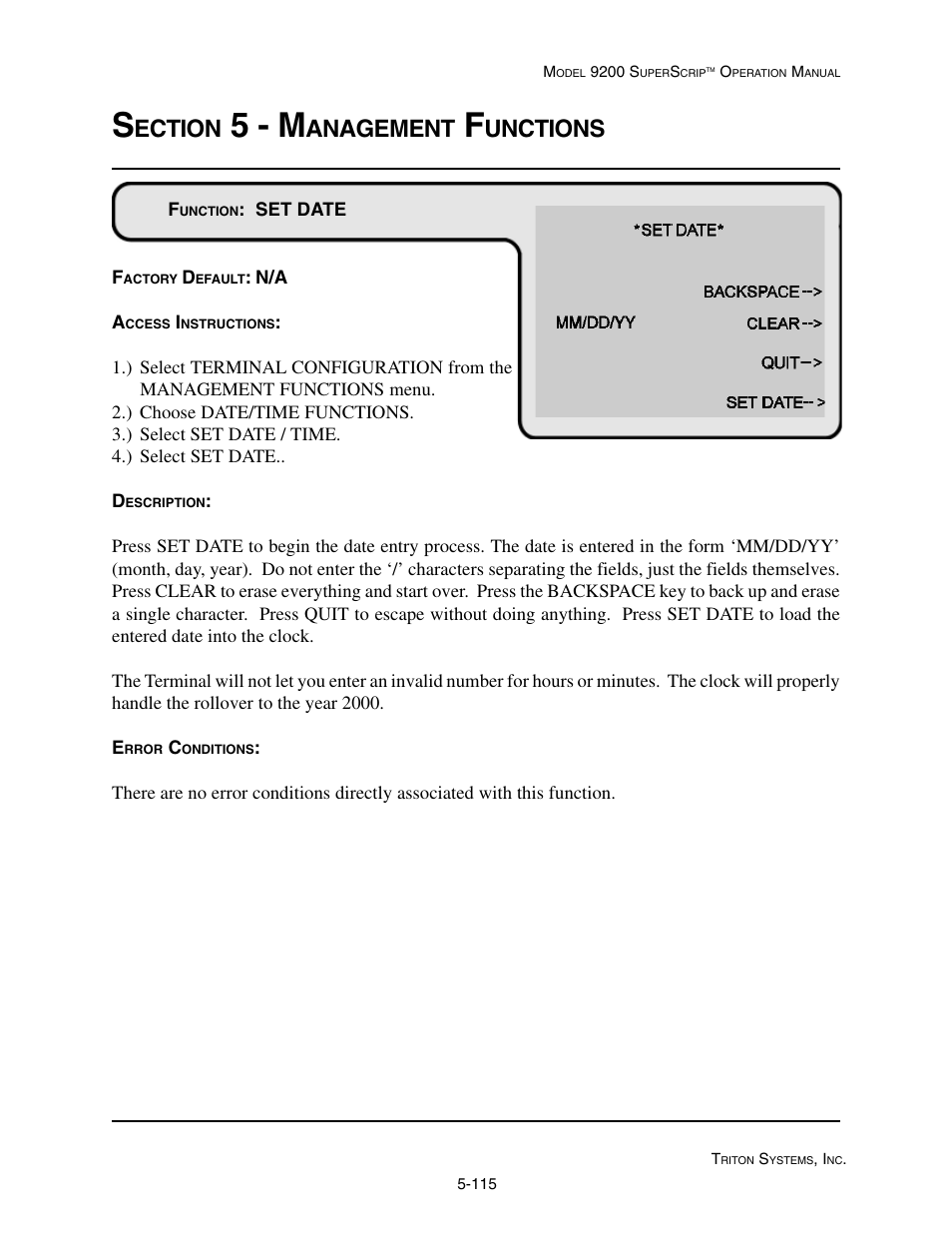 5 - m, Ection, Anagement | Unctions | Triton 9200 Operation Manual User Manual | Page 151 / 179